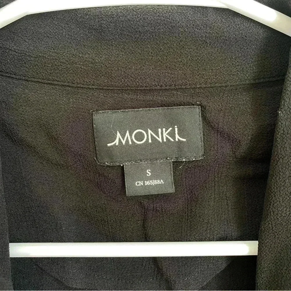 Monki Black Sleeveless Double Breasted Shirt Vest Dress with Pockets S - Picture 2 of 7